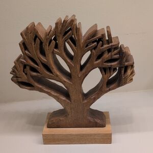 Rustic Brown Wooden Tree Sculpture